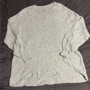 American Eagle Soft Knit V-Neck Sweater Gray Women’s Size M